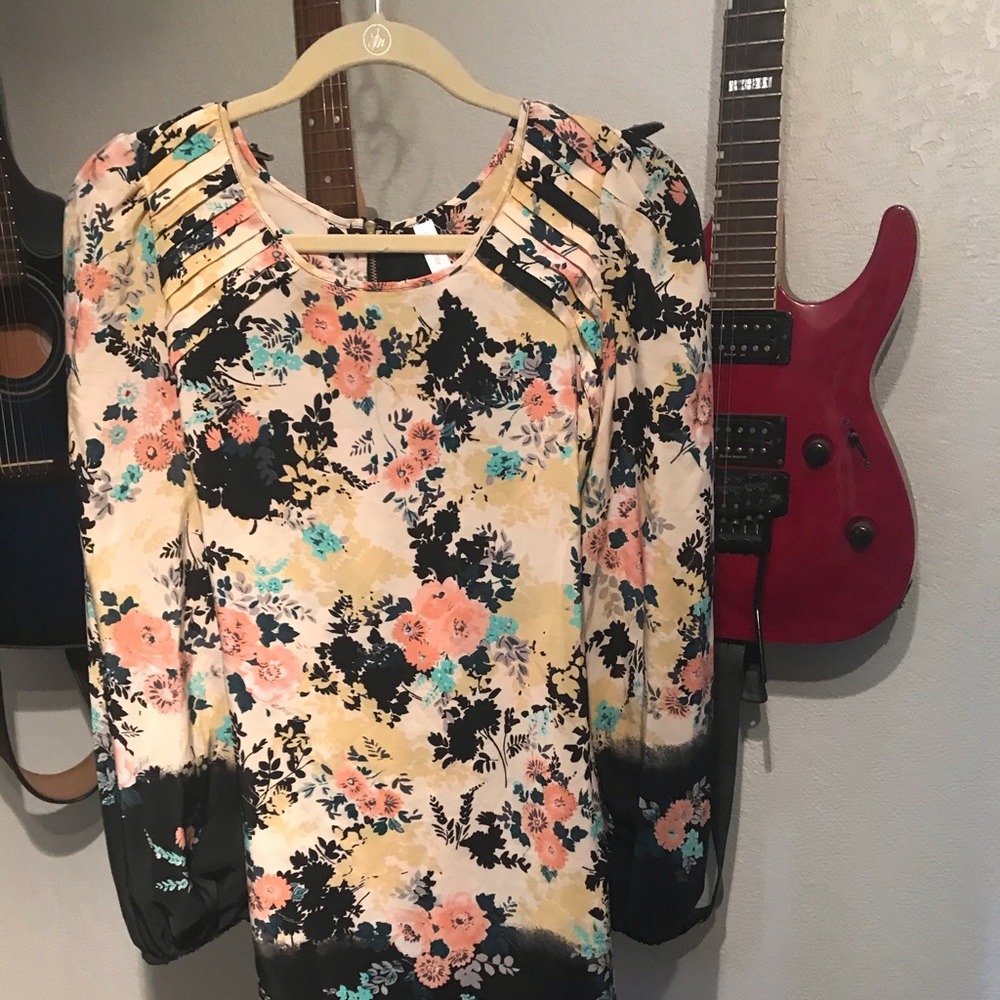 Xhilaration Long Sleeve Floral Dress Size S